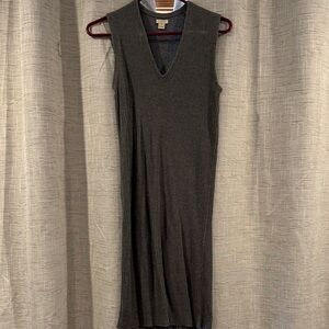 J. Crew Grey Sleeveless Ribbed Midi Dress